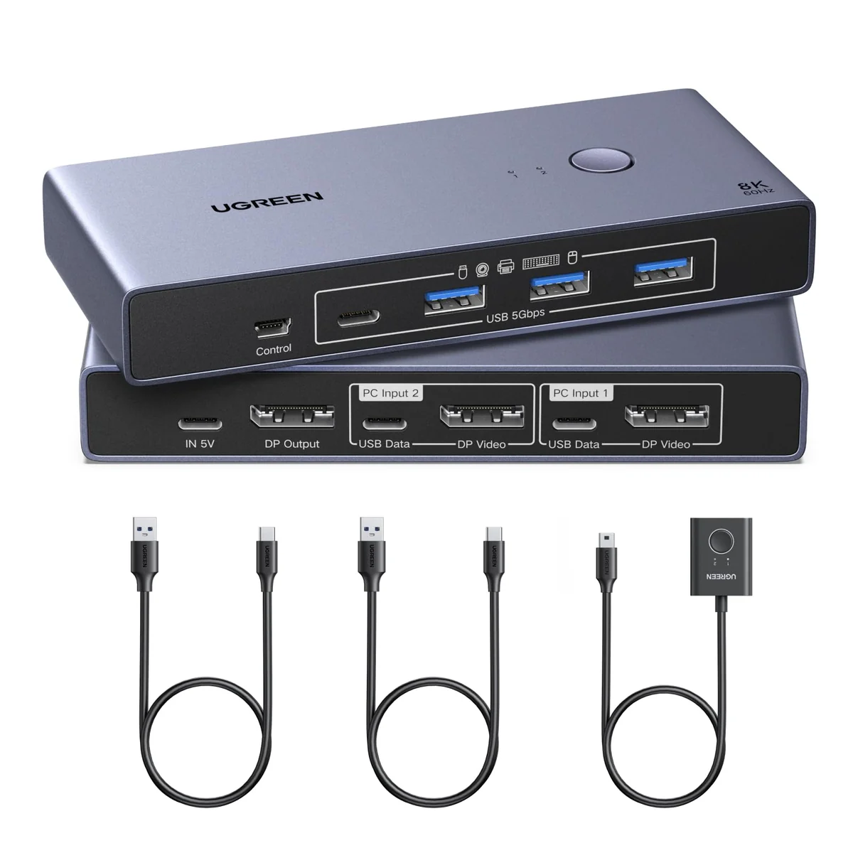 UGREEN DisplayPort KVM-Switch für 2 PCs und 1 Monitor